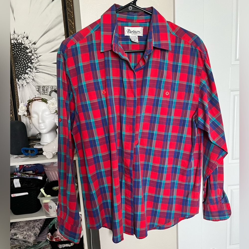 Partners by Mervyns Plaid Blouse - 1940s style